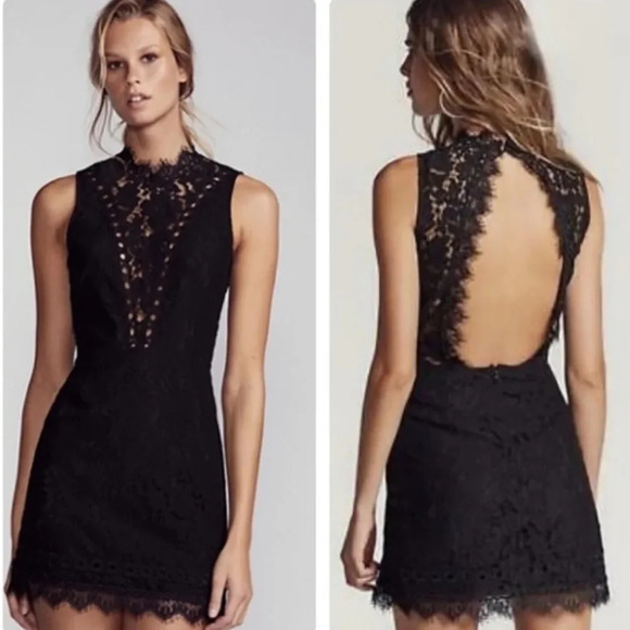 NWT Free People Party Small Cherie Black Lace Mini Dress Wedding Cocktail New S - Picture 1 of 12